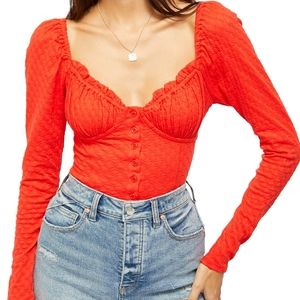 *NEW* FREE PEOPLE LADYBUG LONG SLEEVE BUSTIER TOP